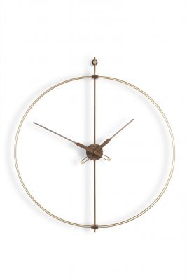 Barcelona Premium Gold Uhr von Nomon, moderne Wanduhr mit goldenem Rahmen.